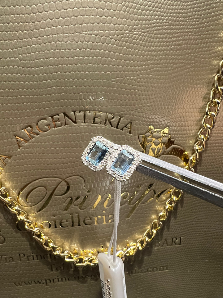 Orecchini acquamarina taglio smeraldo 1. 06 ct