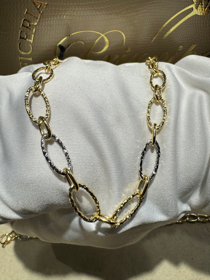 Bracciale bicolore oro catena